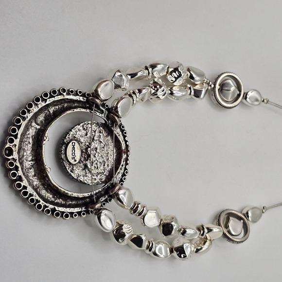 Chicos Silver Tone and Blue Statement Necklace Jewelry Celestial Witchy Fairy - Picture 7 of 9